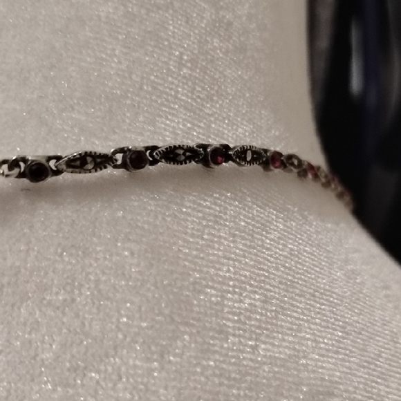 Sterling Silver Garnet Choker Necklace - Picture 4 of 8
